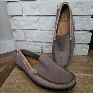 Florsheim men's leather Loafers size 12 moccasin taupe tan slip on